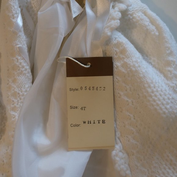 NWT Baby Girls Angels White Hooded Knit Sweater Cape 4T* - Picture 9 of 9